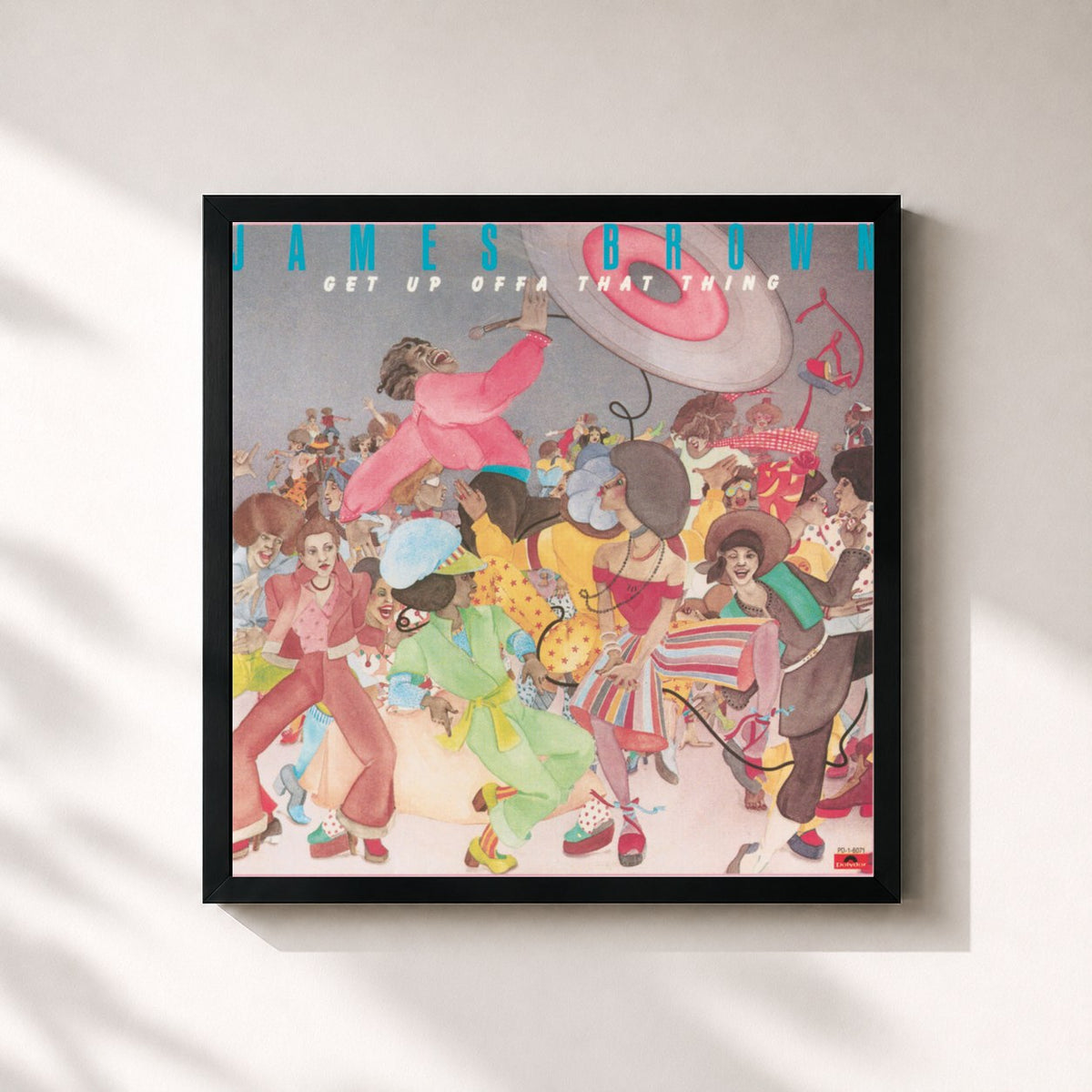 #noir Tableau carré de l'album Get Up Offa That Thing de James Brown, cadre noir 32x32 cm