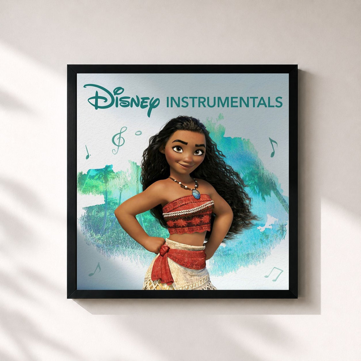 #noir Tableau carré de l'album Disney Instrumentals: Moana de Disney, cadre noir 32x32 cm