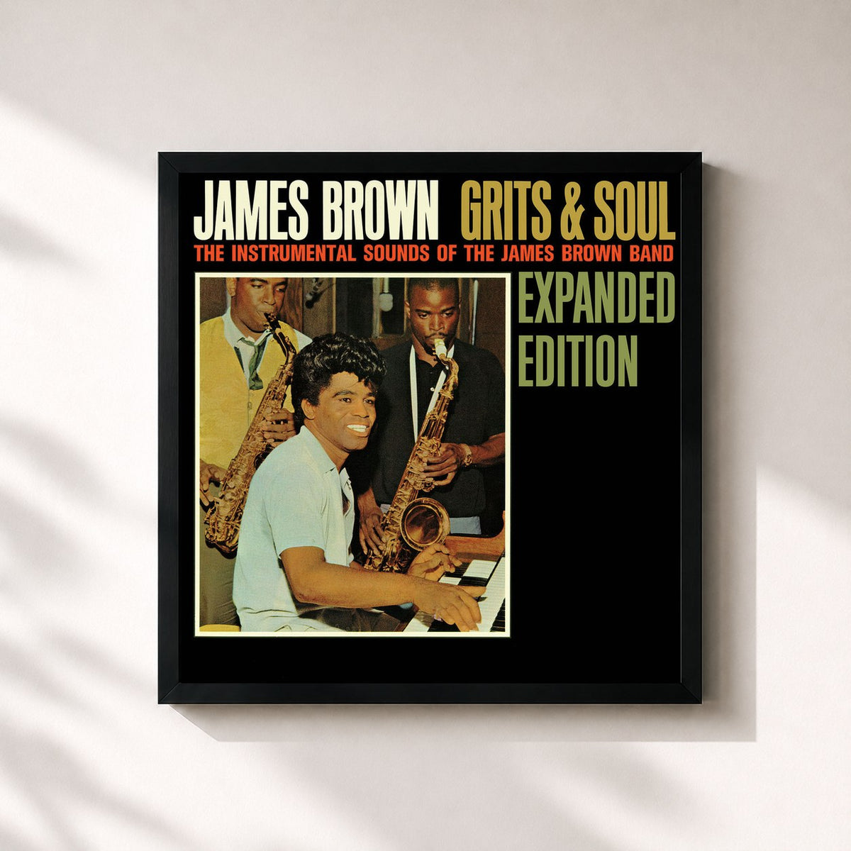 #noir Tableau carré de l'album Grits & Soul (Expanded Edition) de James Brown, cadre noir 32x32 cm