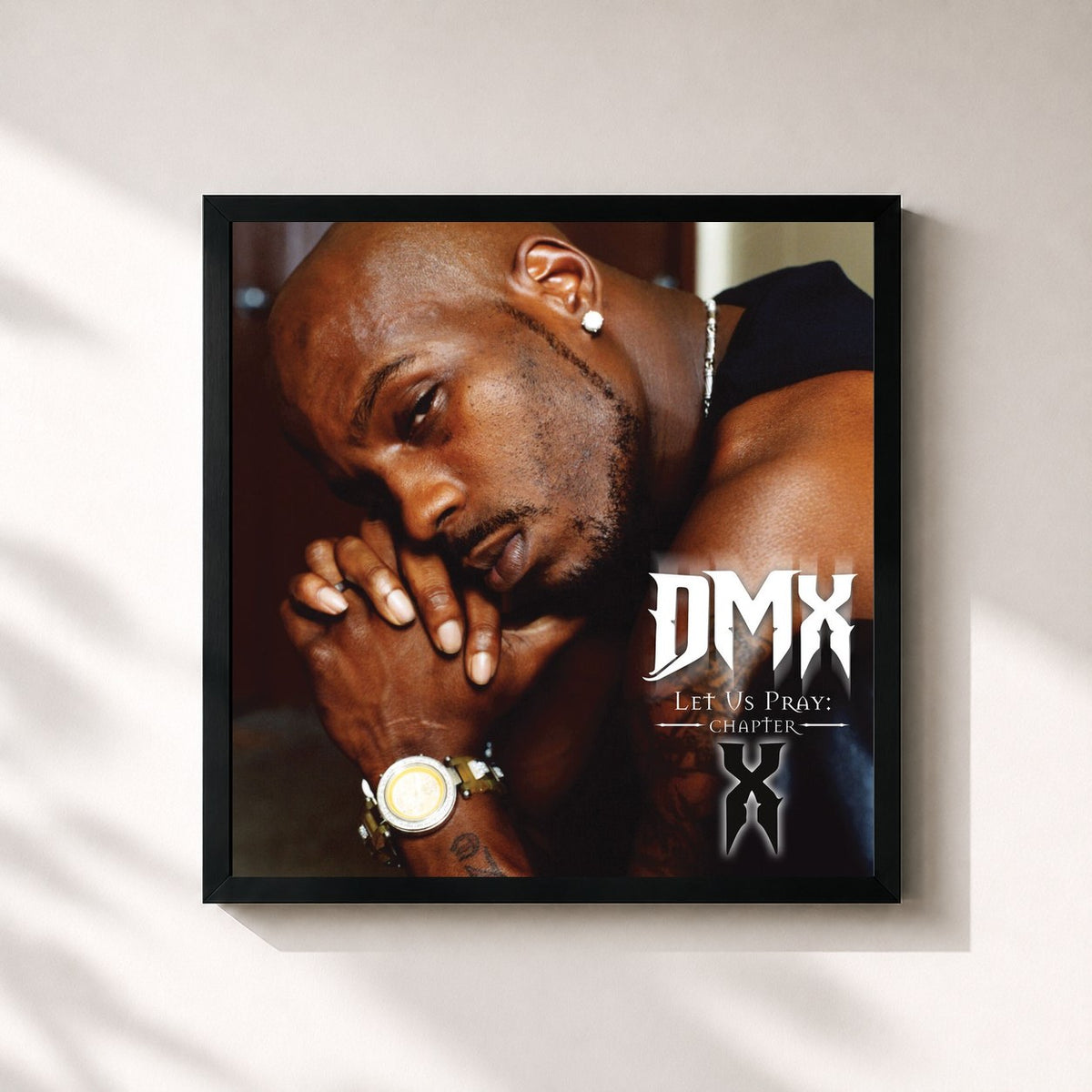 #noir Tableau carré de l'album Let Us Pray: Chapter X de DMX, cadre noir 32x32 cm