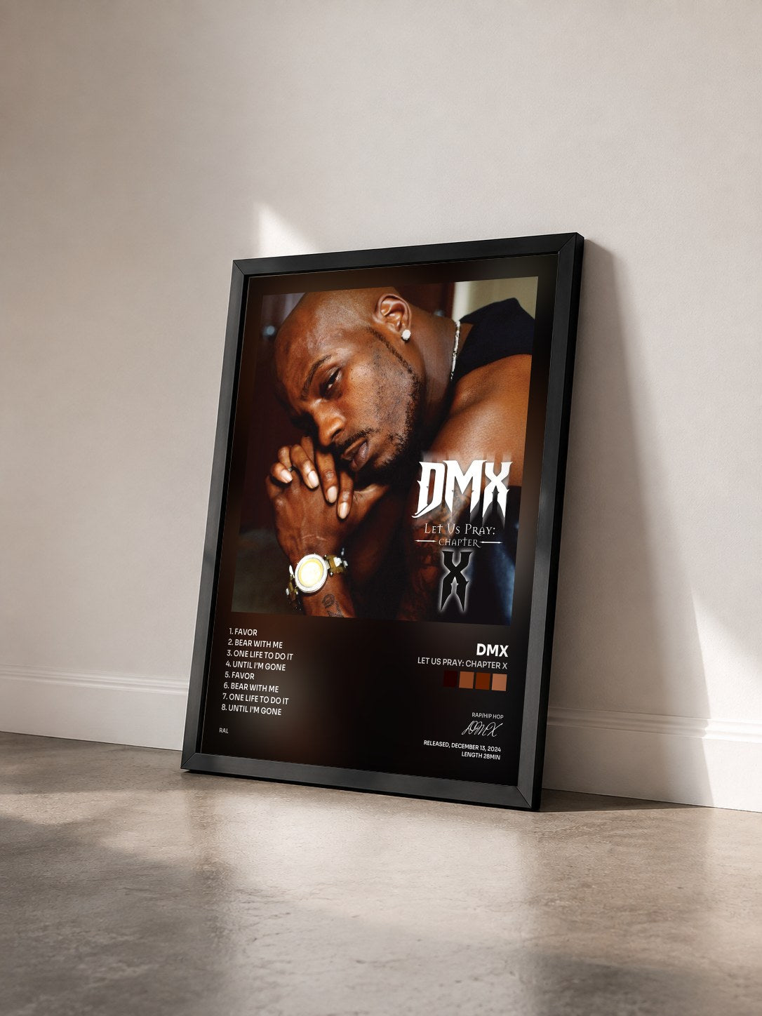 #noir Tableau de l'album Let Us Pray: Chapter X de DMX vu de trois quarts, cadre noir