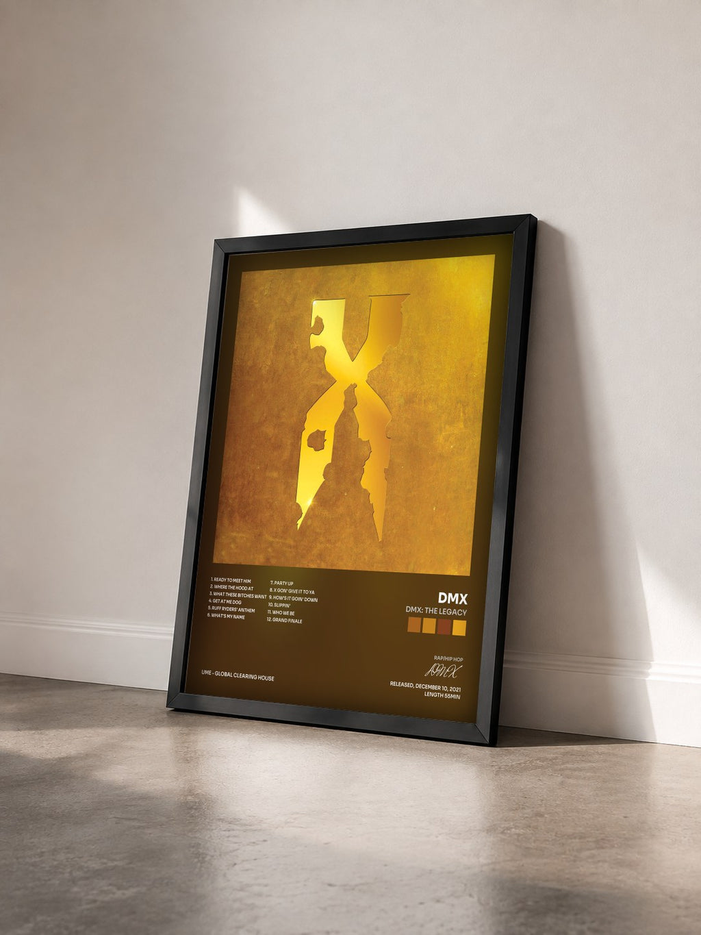 #noir DMX: The Legacy von DMX als gerahmter Kunstdruck von schräg gesehen, schwarzer Rahmen