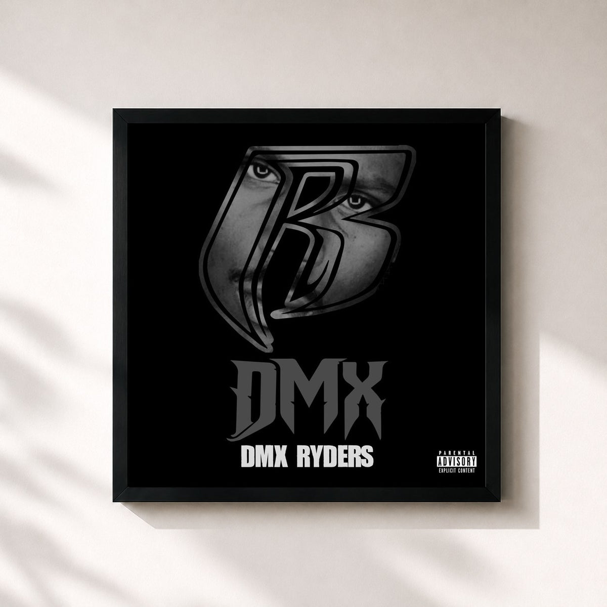#noir Tableau carré de l'album DMX Ryders de DMX, cadre noir 32x32 cm