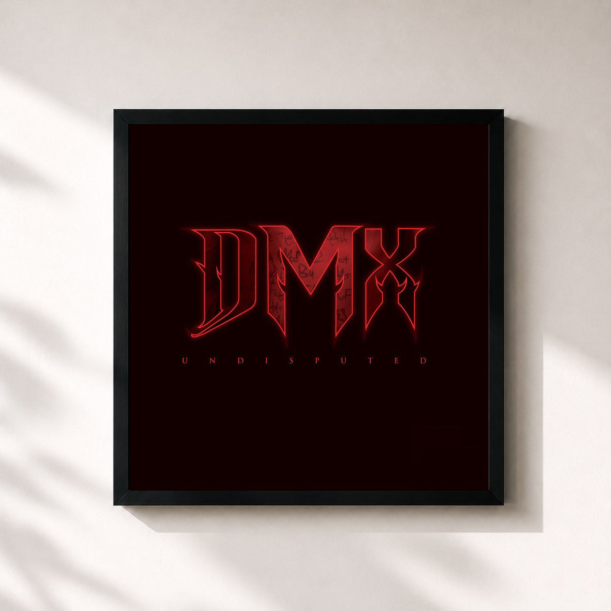 #noir Tableau carré de l'album Undisputed de DMX, cadre noir 32x32 cm