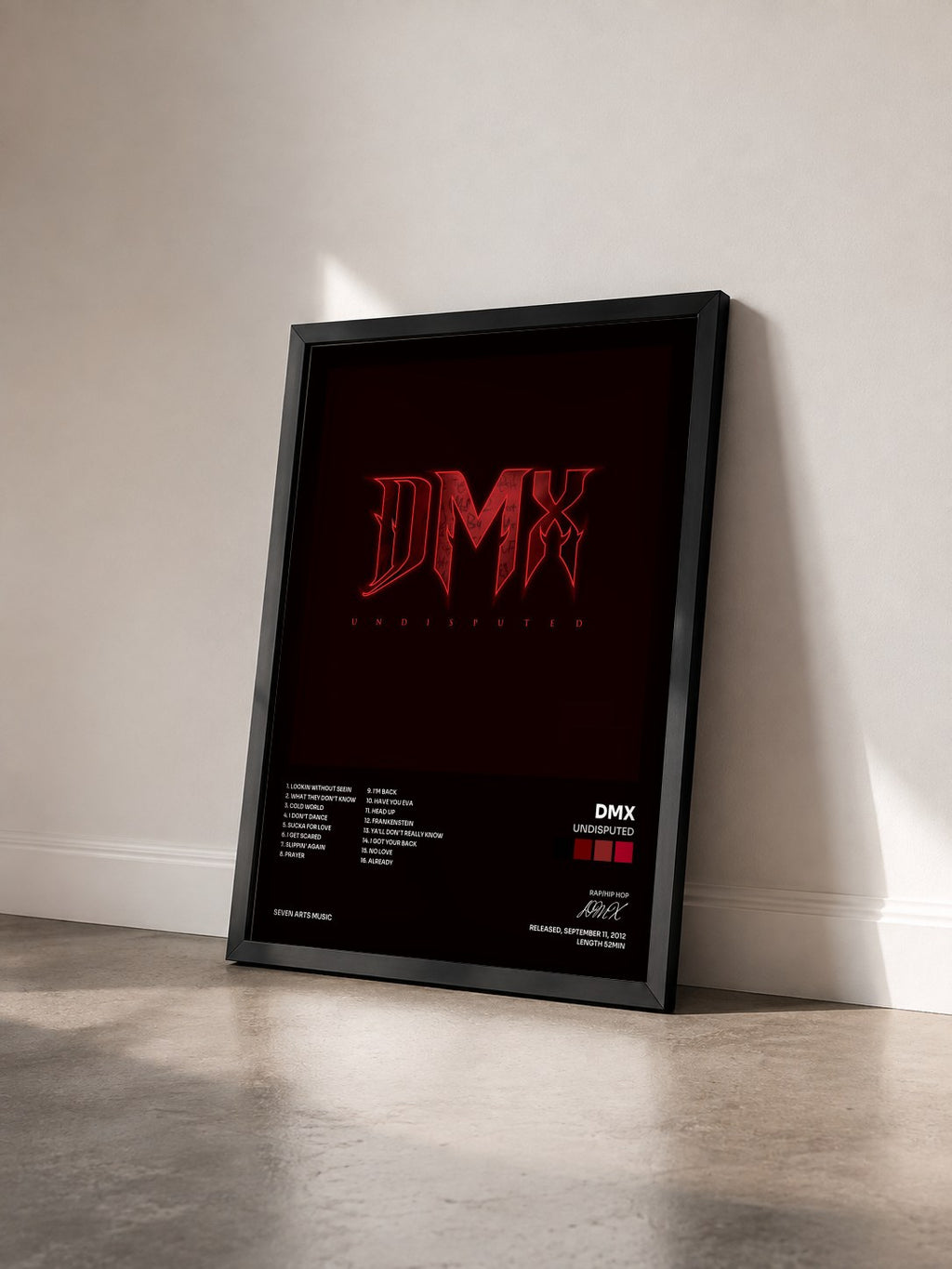#noir Undisputed di DMX in stampa incorniciata vista di tre quarti, cornice nera