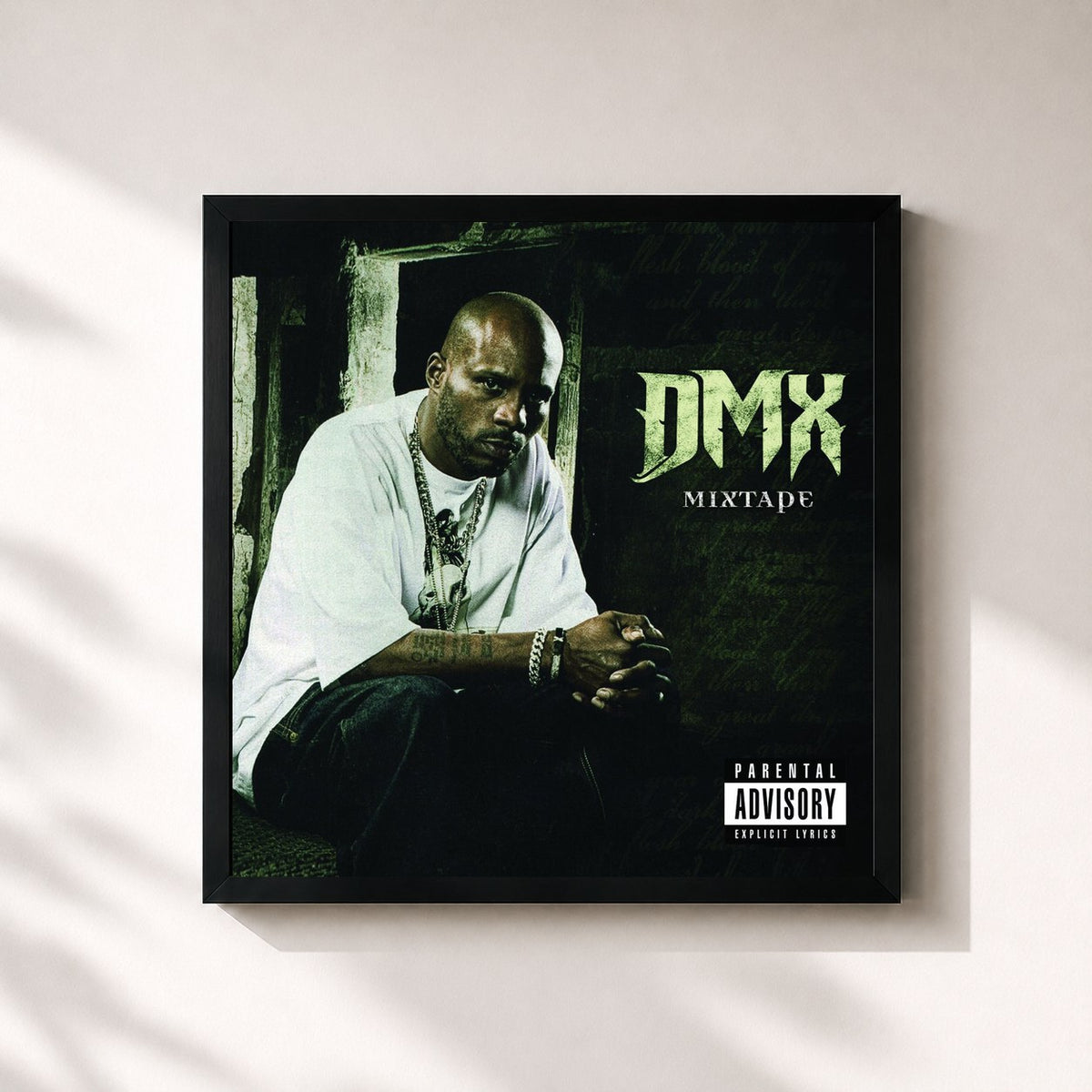 #noir Tableau carré de l'album Mixtape de DMX, cadre noir 32x32 cm
