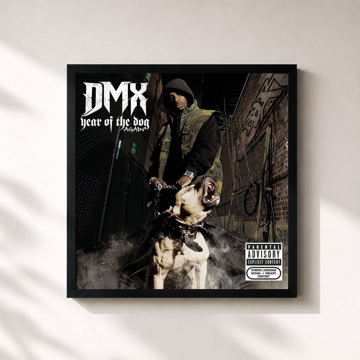 #noir Tableau carré de l'album Year Of The Dog...Again (Explicit) de DMX, cadre noir 32x32 cm