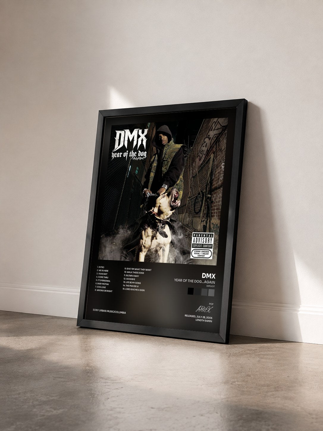 #noir Tableau de l'album Year Of The Dog...Again (Explicit) de DMX vu de trois quarts, cadre noir