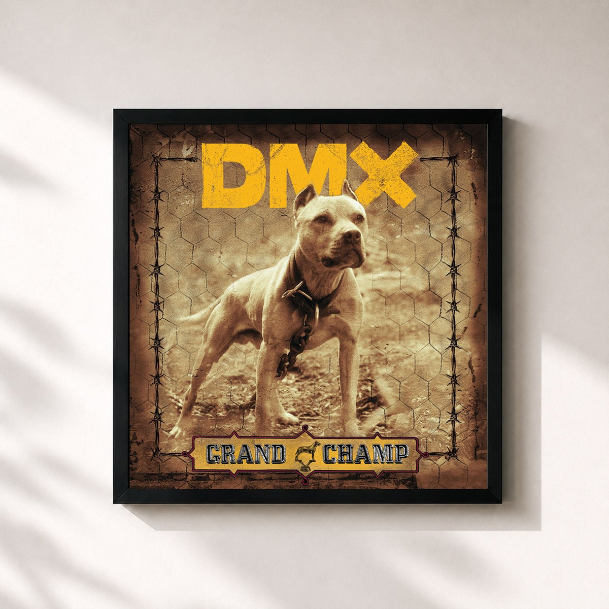 #noir Tableau carré de l'album Grand Champ de DMX, cadre noir 32x32 cm