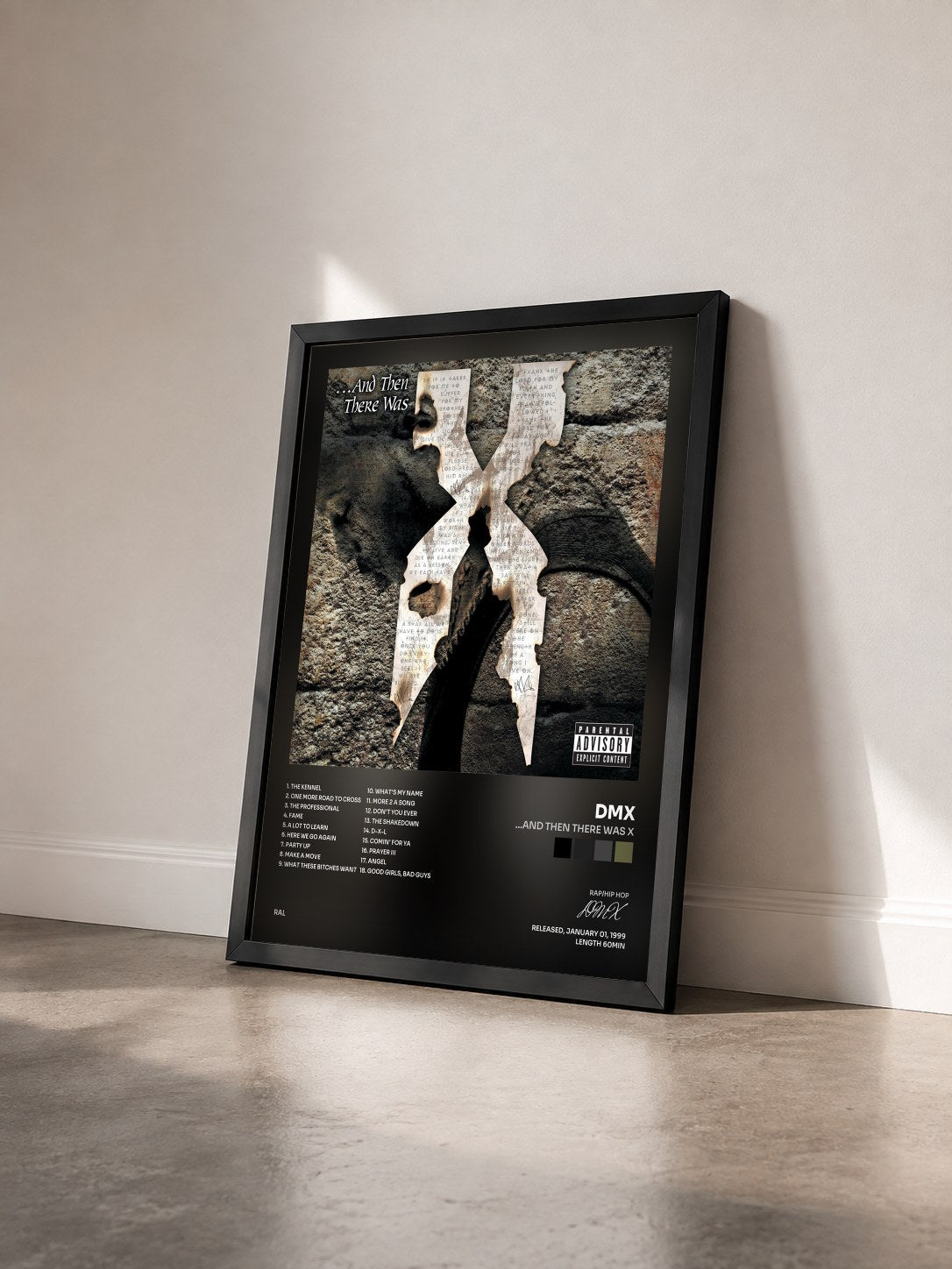 #noir Tableau de l'album ...And Then There Was X de DMX vu de trois quarts, cadre noir