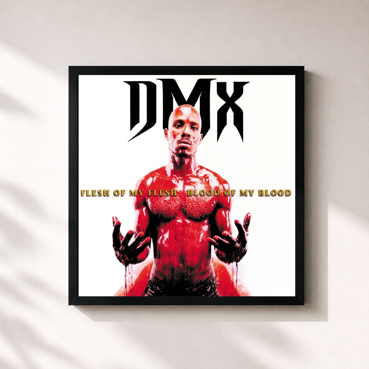 #noir Tableau carré de l'album Flesh Of My Flesh, Blood Of My Blood de DMX, cadre noir 32x32 cm