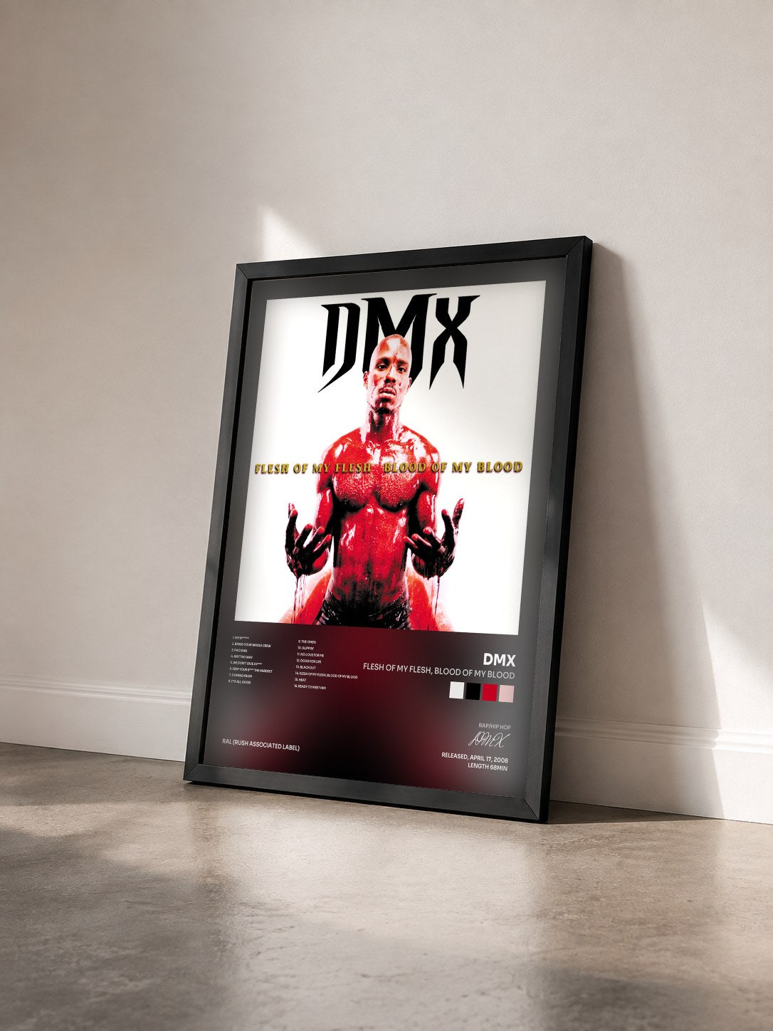 #noir Tableau de l'album Flesh Of My Flesh, Blood Of My Blood de DMX vu de trois quarts, cadre noir
