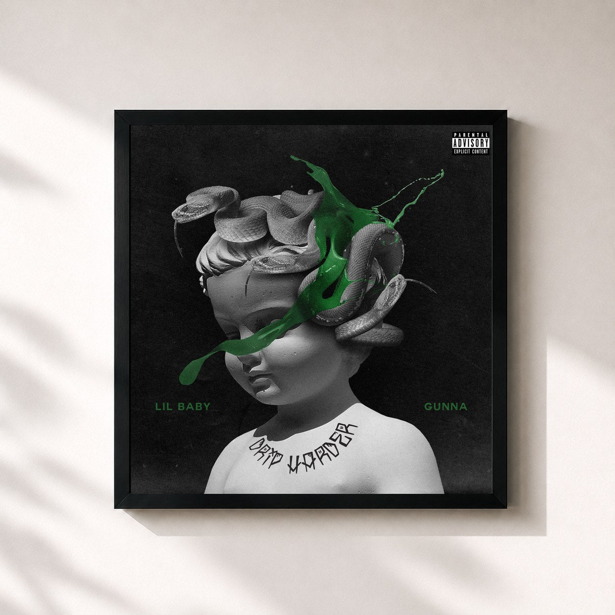 #noir Drip Harder by Lil Baby as a square framed art print, black 32x32 cm frame