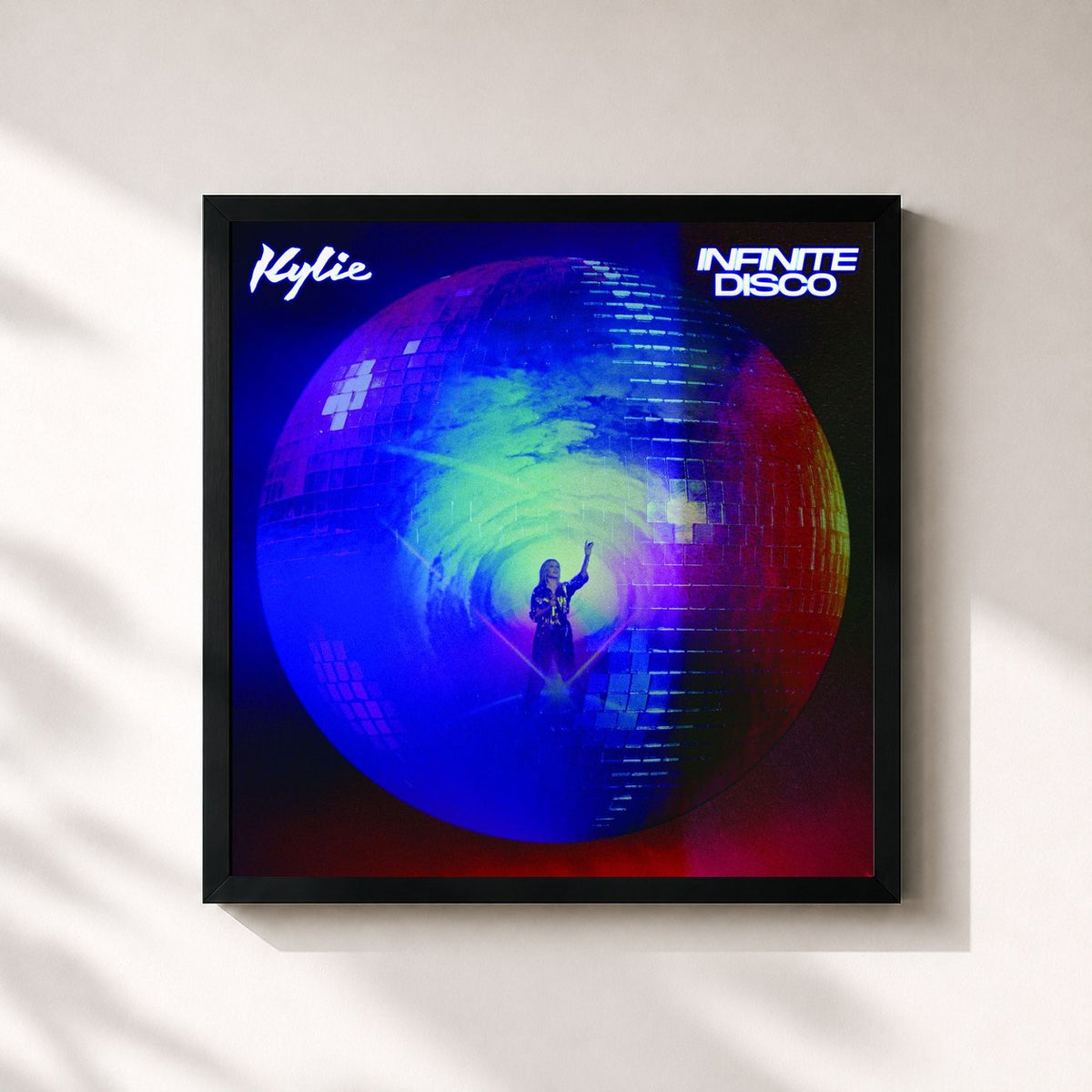 #noir Tableau carré de l'album Infinite Disco de Kylie Minogue, cadre noir 32x32 cm