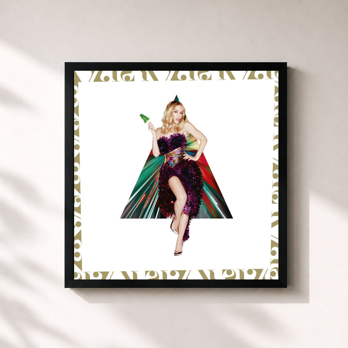 #noir Tableau carré de l'album Kylie Christmas (Snow Queen Edition) de Kylie Minogue, cadre noir 32x32 cm