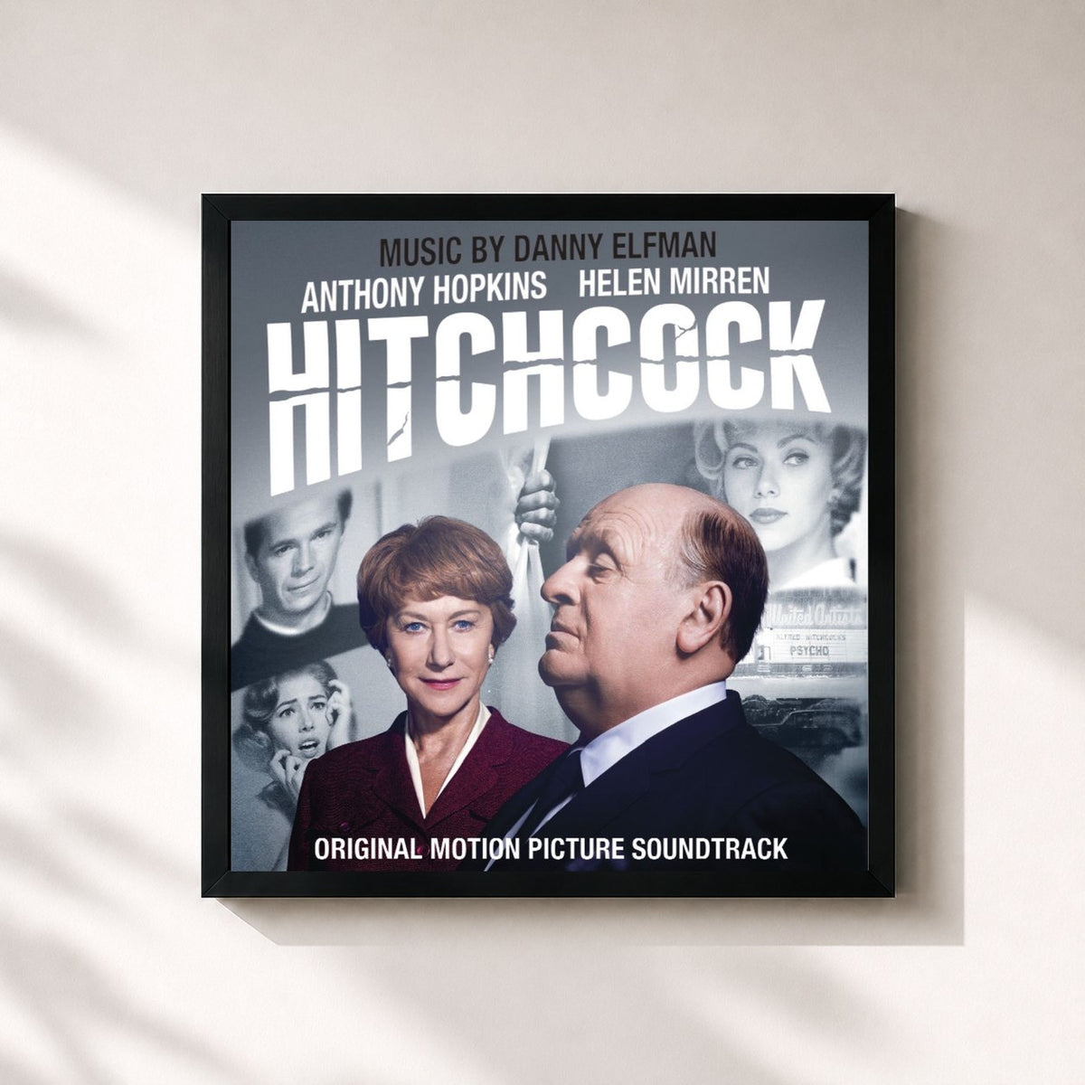 #noir Tableau carré de l'album Hitchcock de Danny Elfman, cadre noir 32x32 cm
