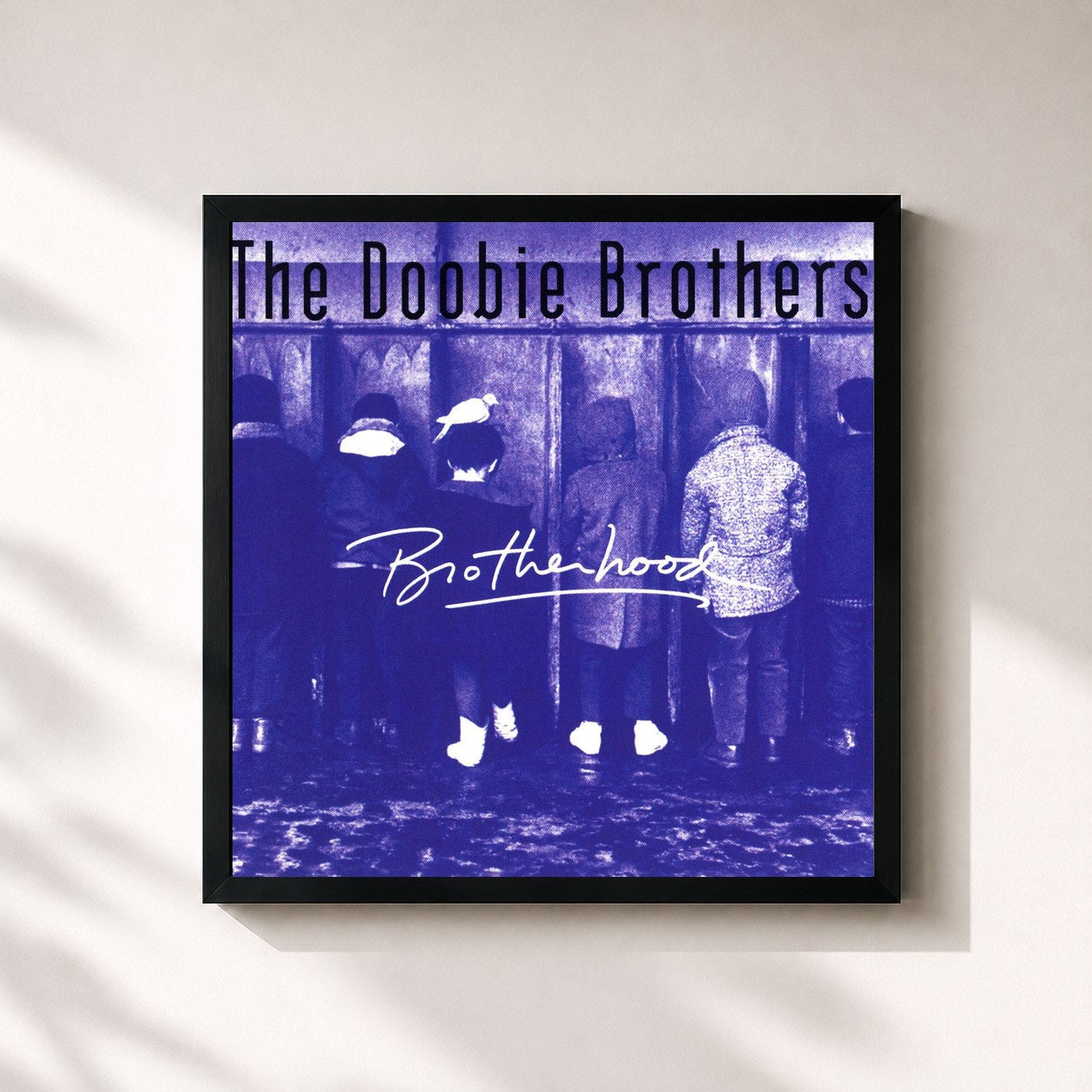 #noir Tableau carré de l'album Brotherhood de The Doobie Brothers, cadre noir 32x32 cm