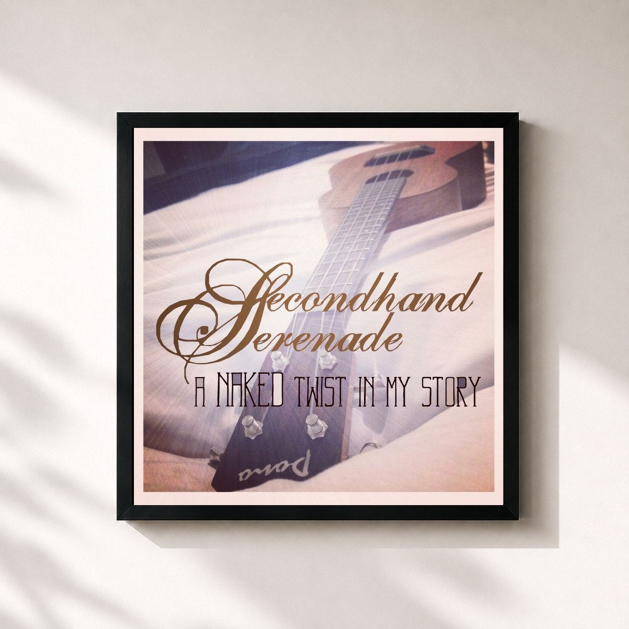 #noir Tableau carré de l'album A Naked Twist in My Story de Secondhand Serenade, cadre noir 32x32 cm