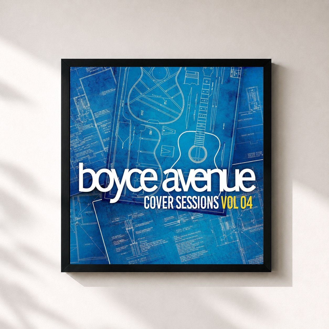 #noir Tableau carré de l'album Cover Sessions, Vol. 4 de Boyce Avenue, cadre noir 32x32 cm