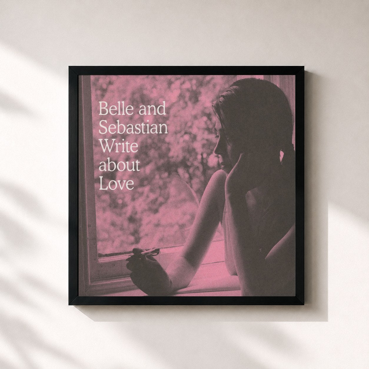 #noir Tableau carré de l'album Write About Love de Belle and Sebastian, cadre noir 32x32 cm