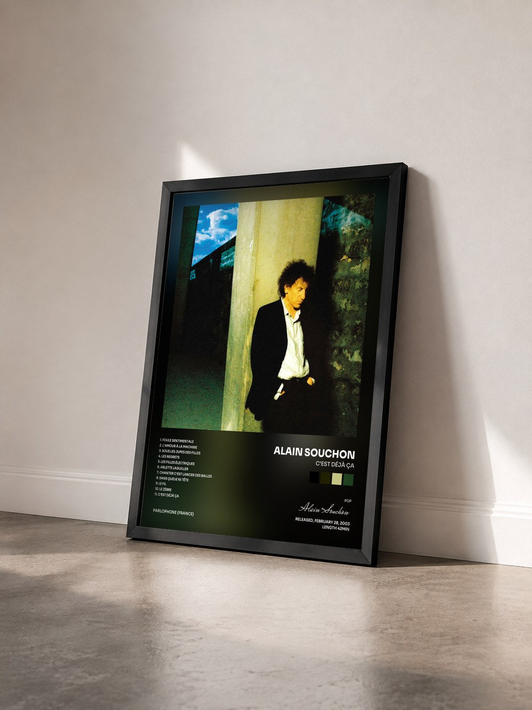#noir C'est déjà ça von Alain Souchon als gerahmter Kunstdruck von schräg gesehen, schwarzer Rahmen