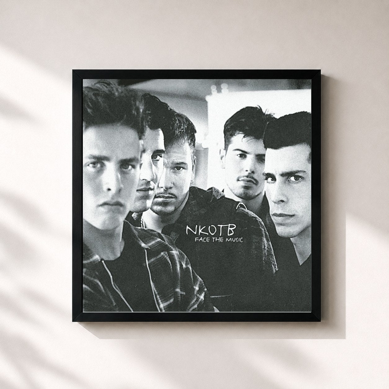 #noir Tableau carré de l'album Face The Music de New Kids on the Block, cadre noir 32x32 cm