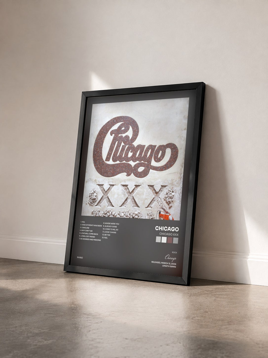 #noir Chicago XXX de Chicago en lámina enmarcada vista de tres cuartos, marco negro