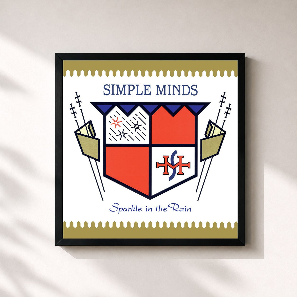 #noir Sparkle In The Rain (Super Deluxe) di Simple Minds in stampa quadrata incorniciata, cornice nera 32x32 cm