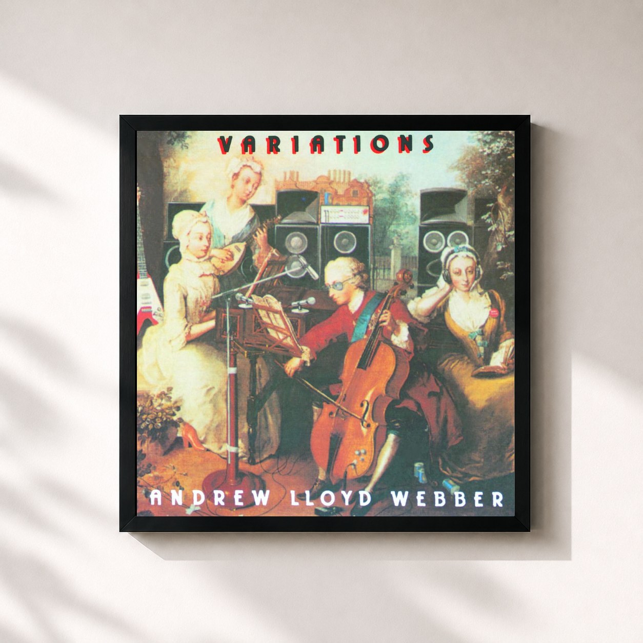 #noir Tableau carré de l'album Variations de Andrew Lloyd Webber, cadre noir 32x32 cm