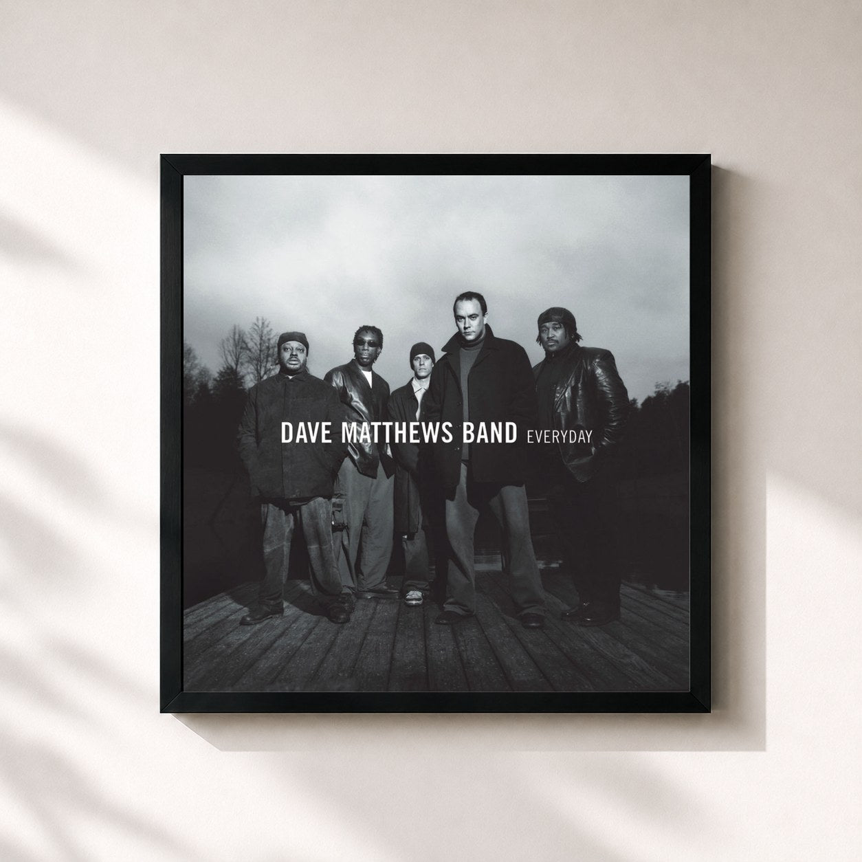 #noir Tableau carré de l'album Everyday de Dave Matthews Band, cadre noir 32x32 cm