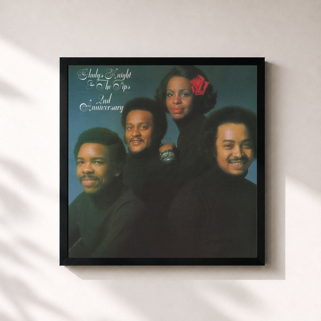 #noir Tableau carré de l'album 2nd Anniversary (Expanded Edition) de Gladys Knight & The Pips, cadre noir 32x32 cm