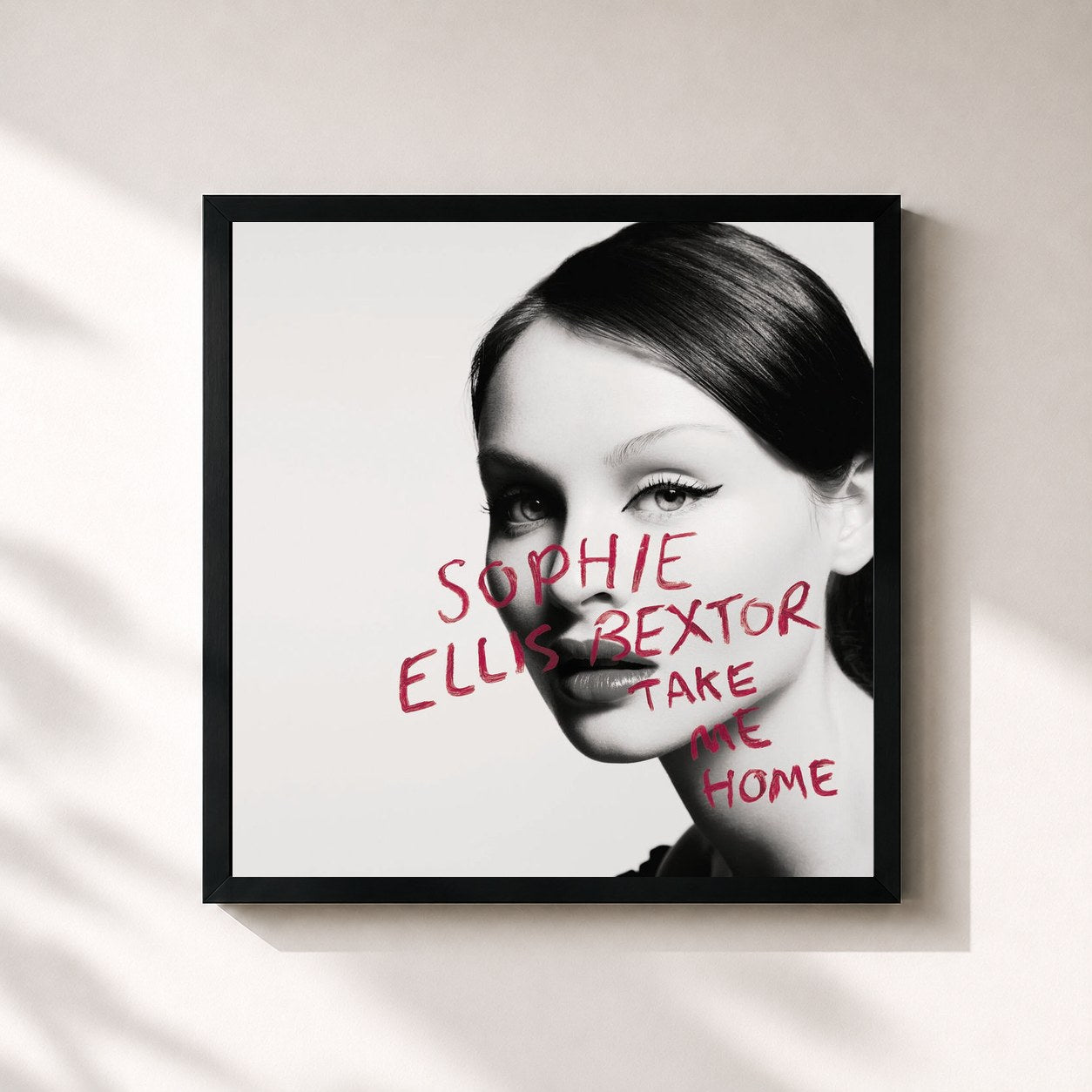 #noir Tableau carré de l'album Take Me Home de Sophie Ellis-Bextor, cadre noir 32x32 cm