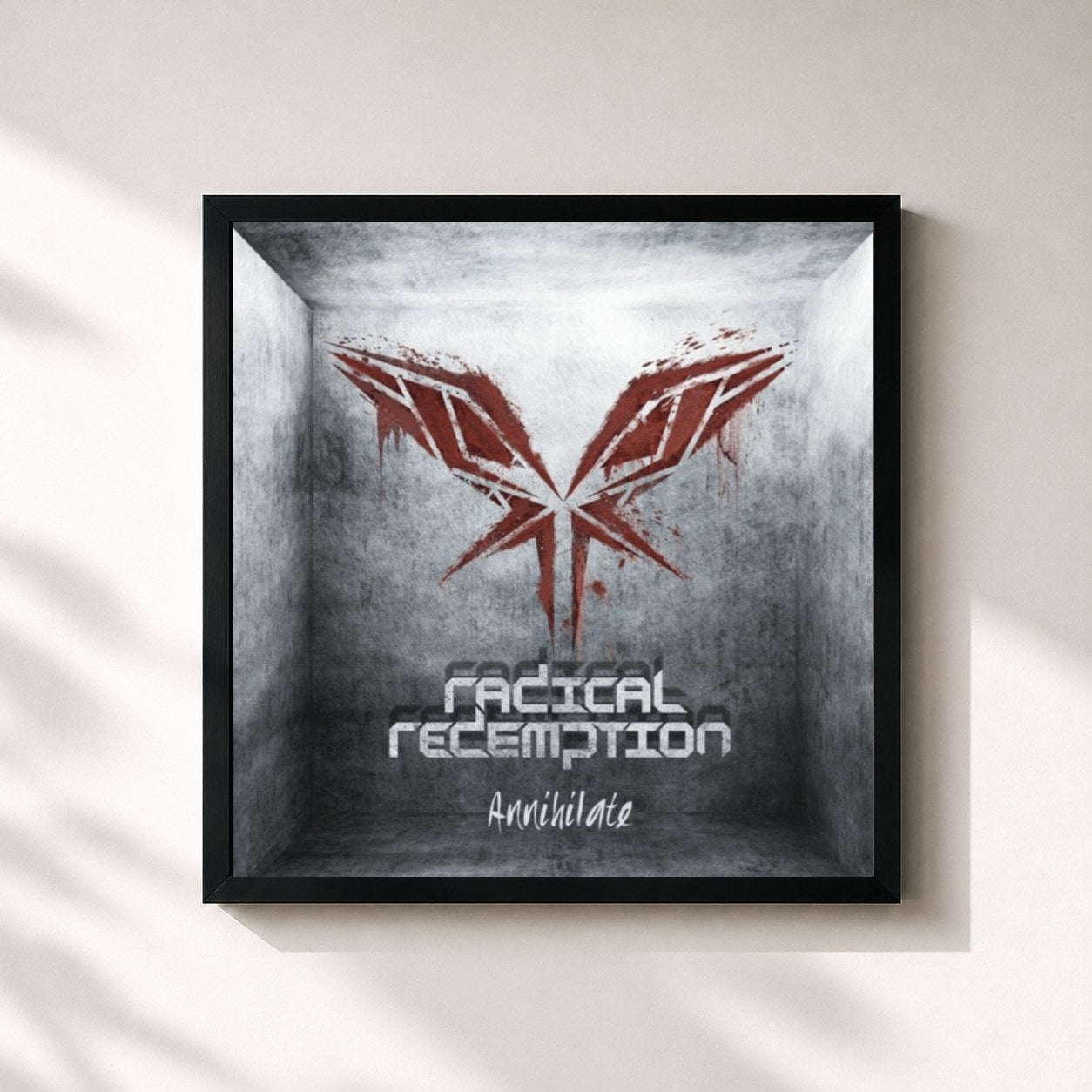 #noir Tableau carré de l'album Annihilate de Radical Redemption, cadre noir 32x32 cm