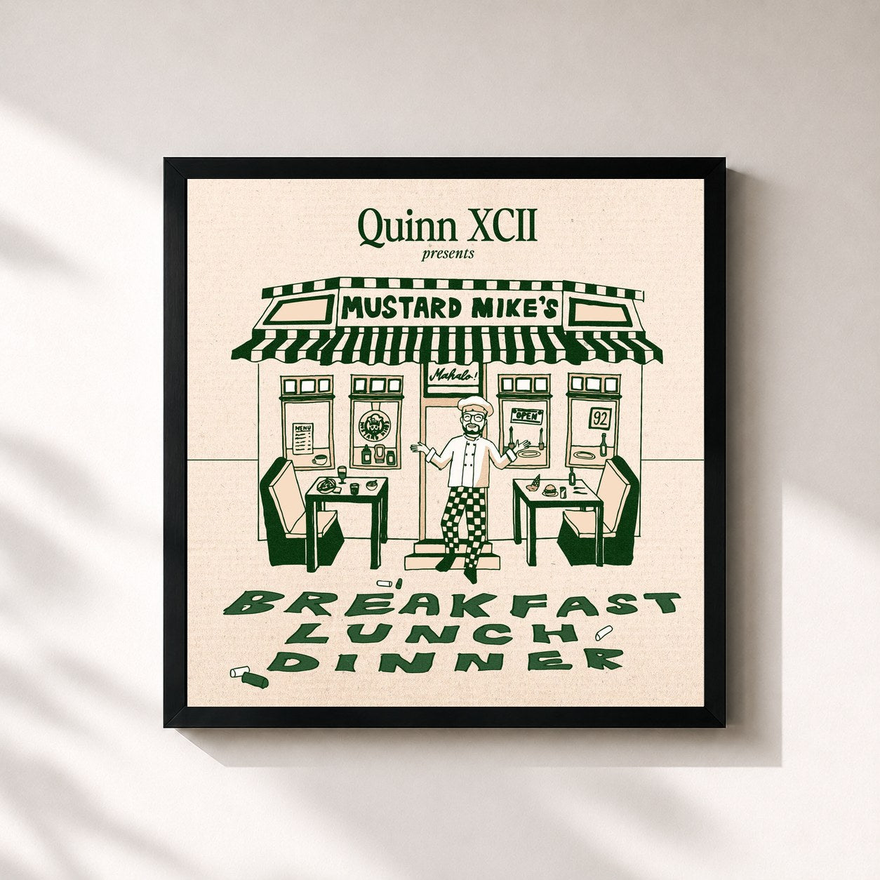 #noir Tableau carré de l'album Quinn XCII Presents: Mustard Mike's Breakfast, Lunch, and Dinner de Quinn XCII, cadre noir 32x32 cm