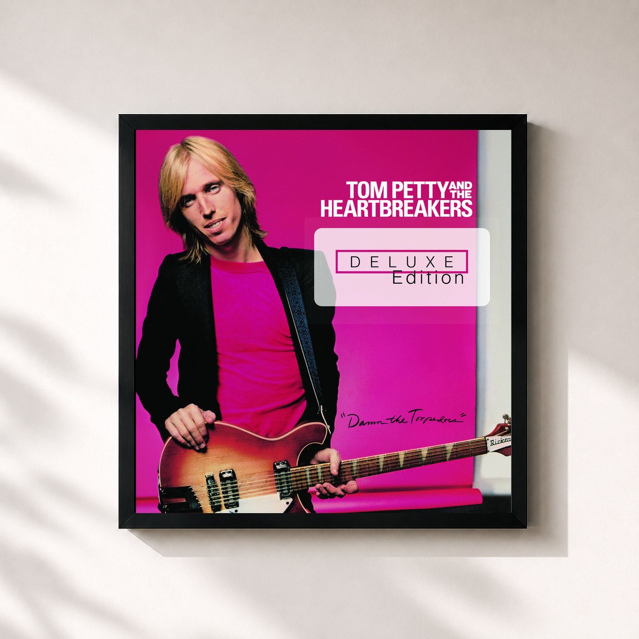 #noir Tableau carré de l'album Damn The Torpedoes (Deluxe Edition) de Tom Petty and the Heartbreakers, cadre noir 32x32 cm