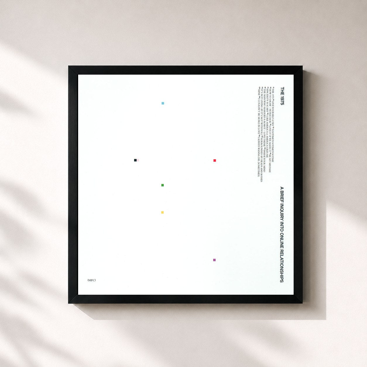 #noir Tableau carré de l'album A Brief Inquiry Into Online Relationships de The 1975, cadre noir 32x32 cm