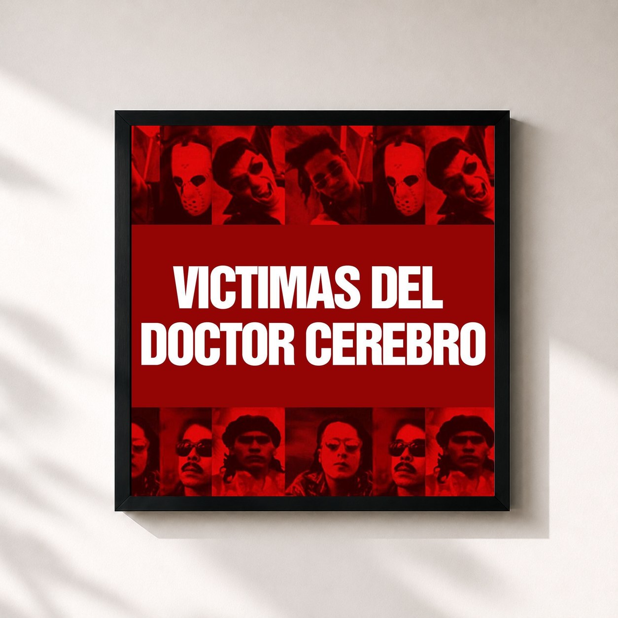 #noir Tableau carré de l'album Brujeria de Victimas Del Doctor Cerebro, cadre noir 32x32 cm