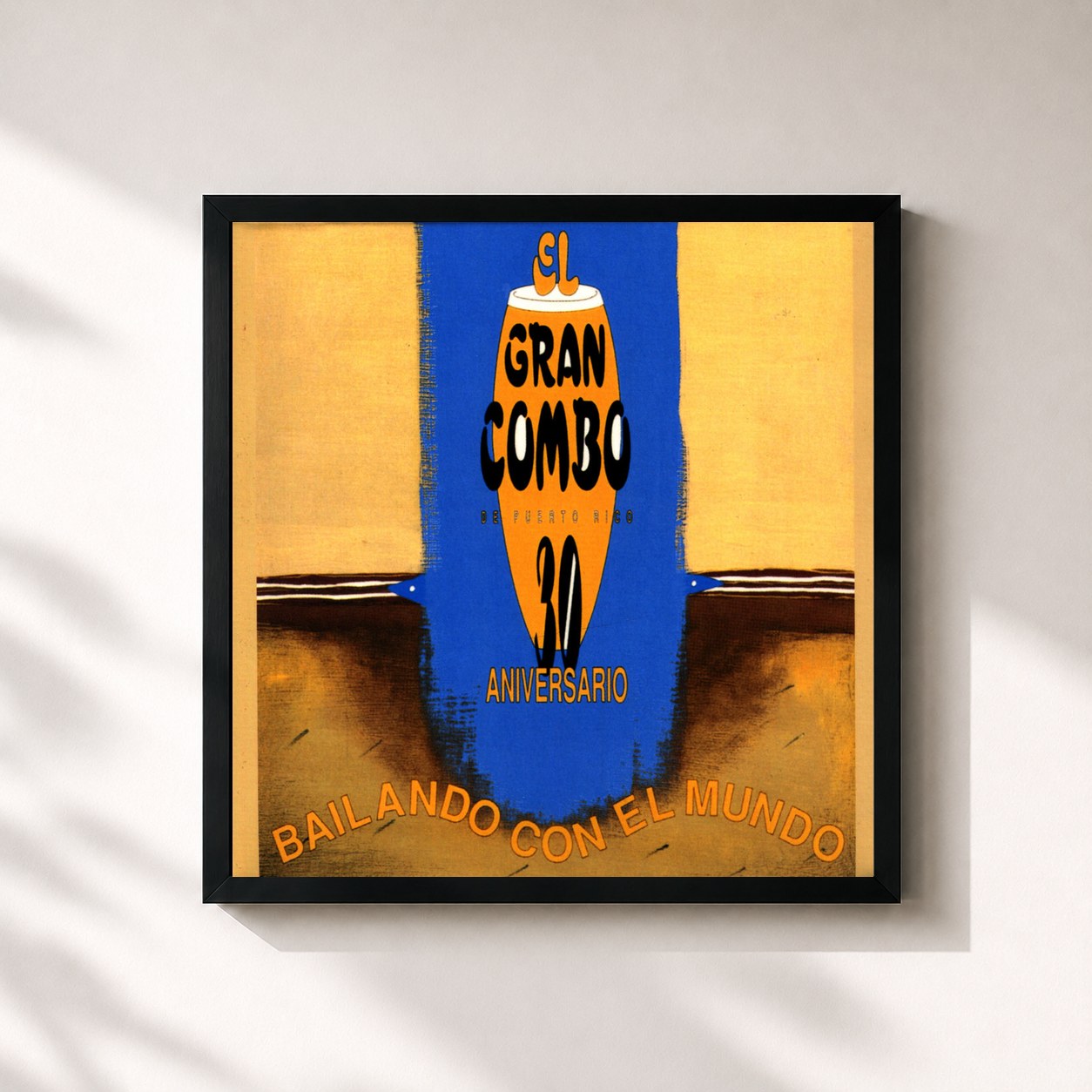 #noir Tableau carré de l'album 30th Anniversary de El Gran Combo, cadre noir 32x32 cm