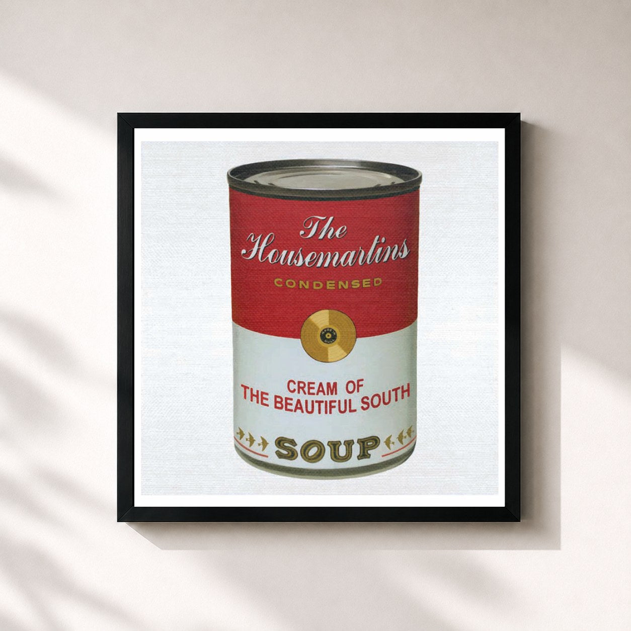 #noir Tableau carré de l'album Soup de The Beautiful South, cadre noir 32x32 cm