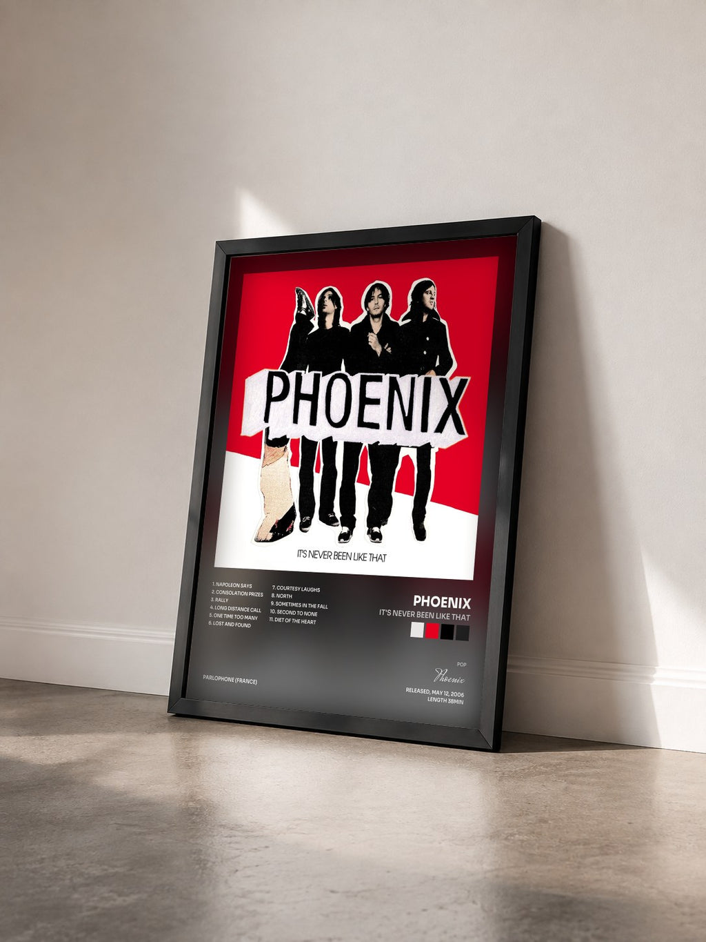 #noir It's Never Been Like that by Phoenix as a framed art print seen at an angle, black frame