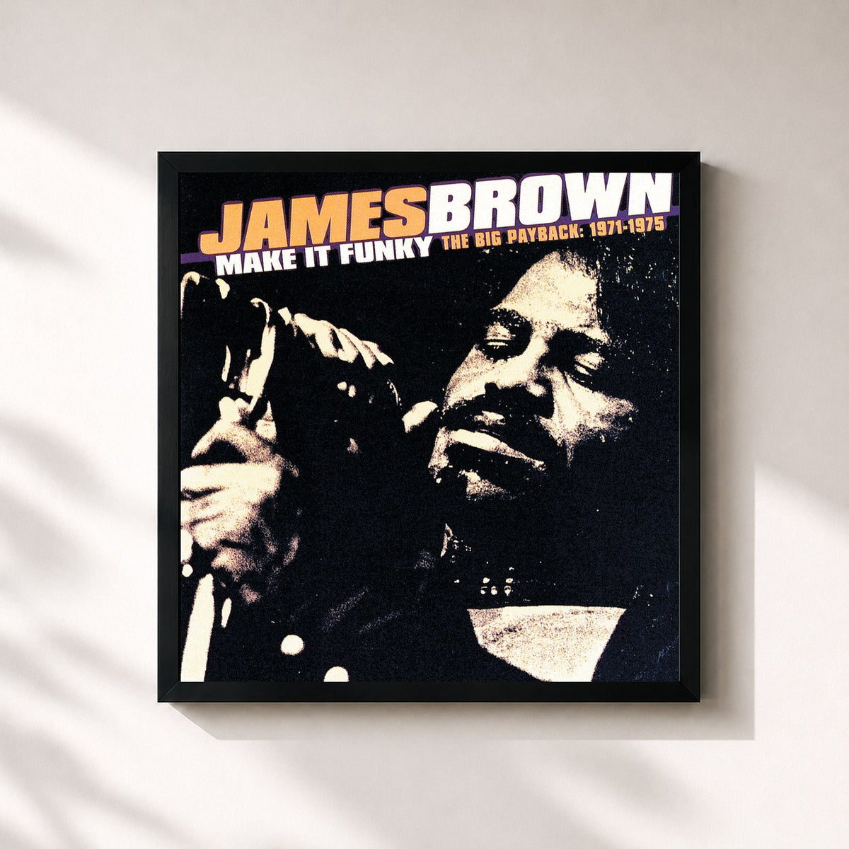 #noir Tableau carré de l'album Make It Funky/The Big Payback: 1971-1975 de James Brown, cadre noir 32x32 cm