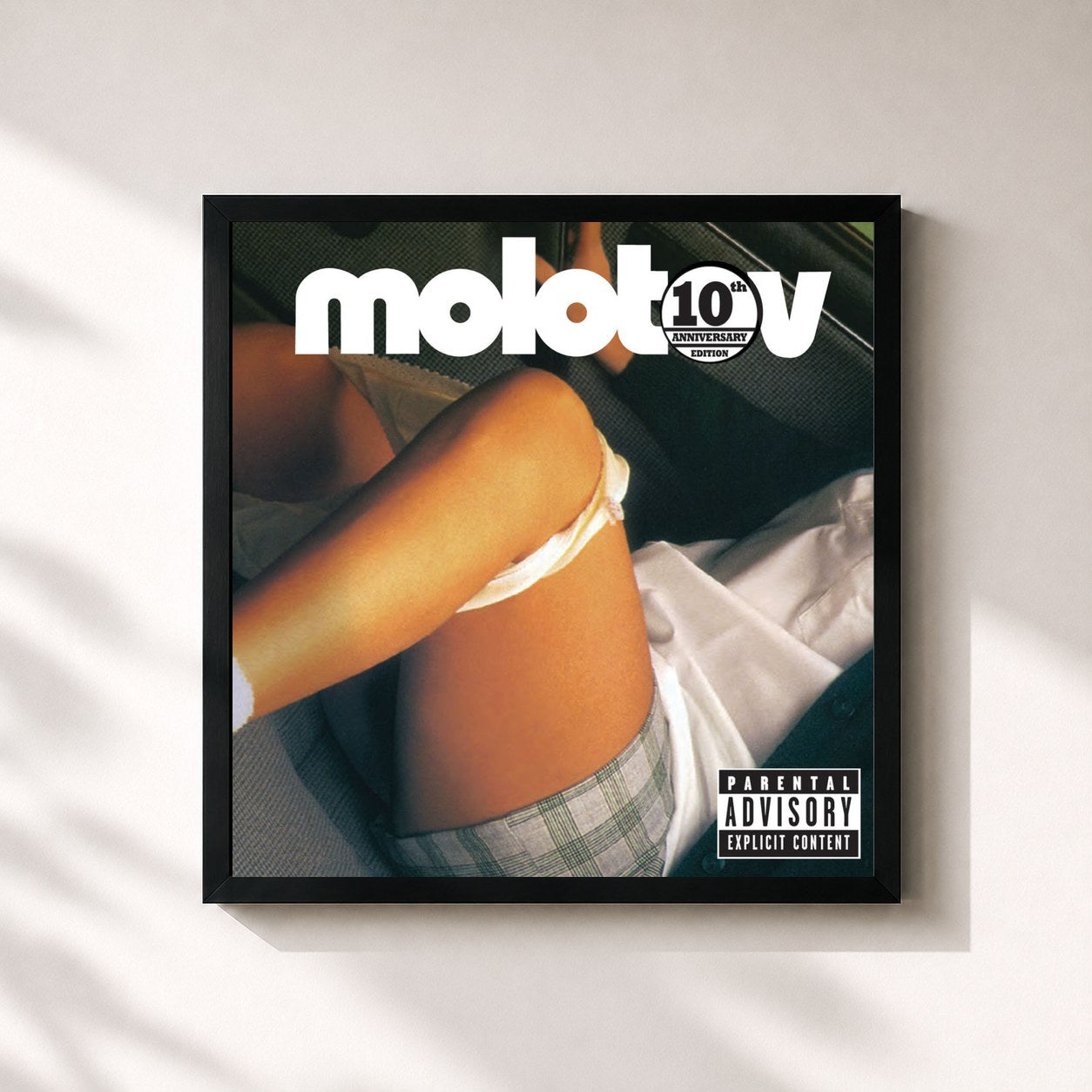 #noir Tableau carré de l'album Dónde Jugarán Las Niñas 10th Anniversary Edition de Molotov, cadre noir 32x32 cm
