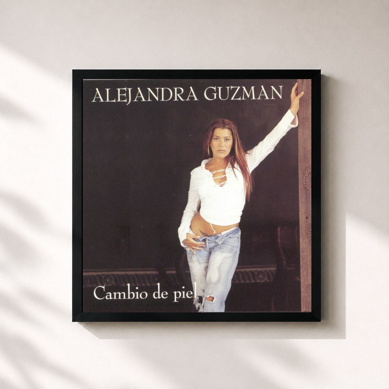 #noir Tableau carré de l'album Cambio De Piel de Alejandra Guzmán, cadre noir 32x32 cm