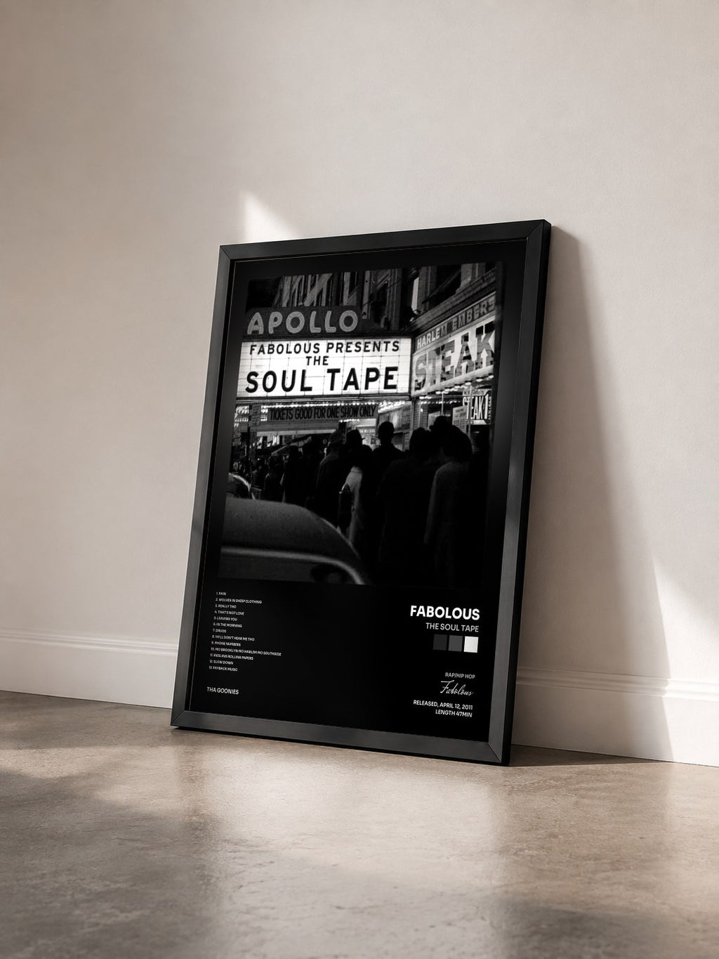 #noir Tableau de l'album The Soul Tape de Fabolous vu de trois quarts, cadre noir