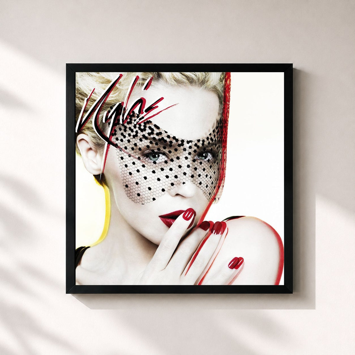 #noir Tableau carré de l'album X de Kylie Minogue, cadre noir 32x32 cm
