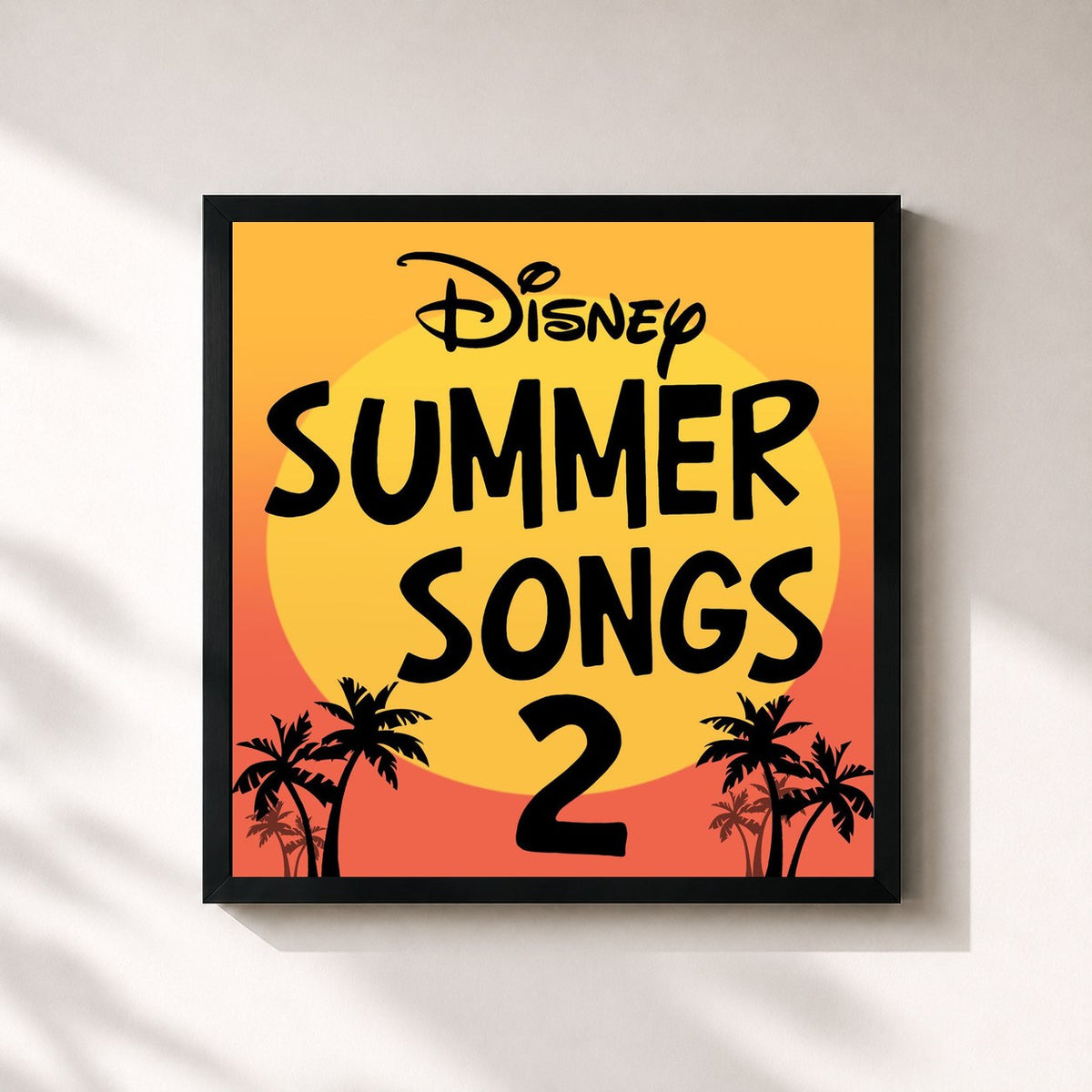 #noir Tableau carré de l'album Disney Summer Songs , Vol. 2 de Disney, cadre noir 32x32 cm