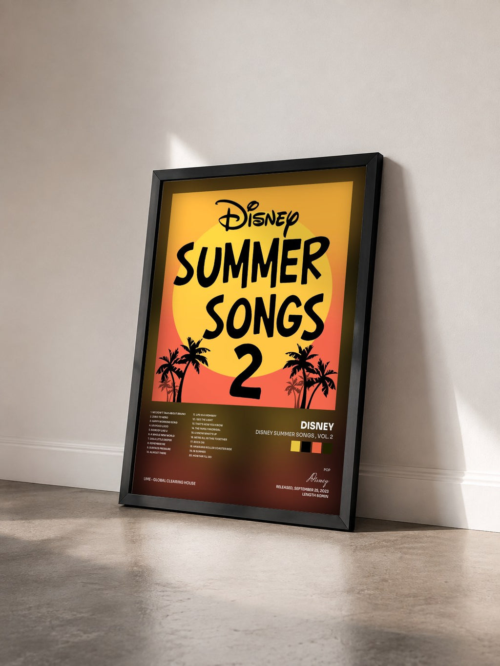 #noir Disney Summer Songs , Vol. 2 von Disney als gerahmter Kunstdruck von schräg gesehen, schwarzer Rahmen