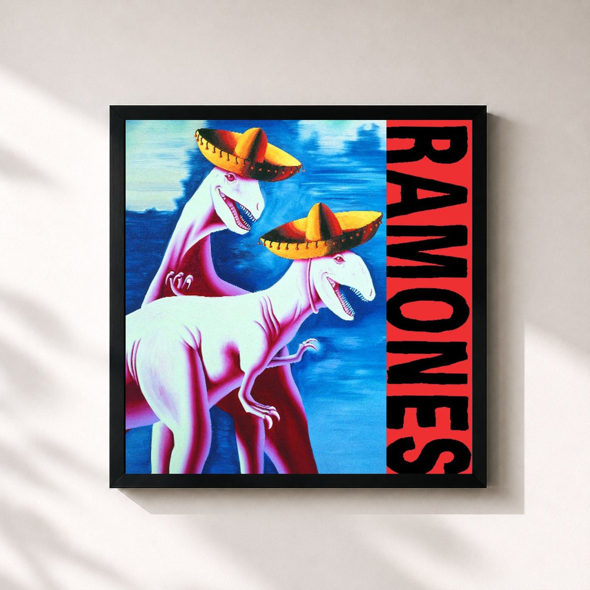 #noir Adios Amigos di Ramones in stampa quadrata incorniciata, cornice nera 32x32 cm