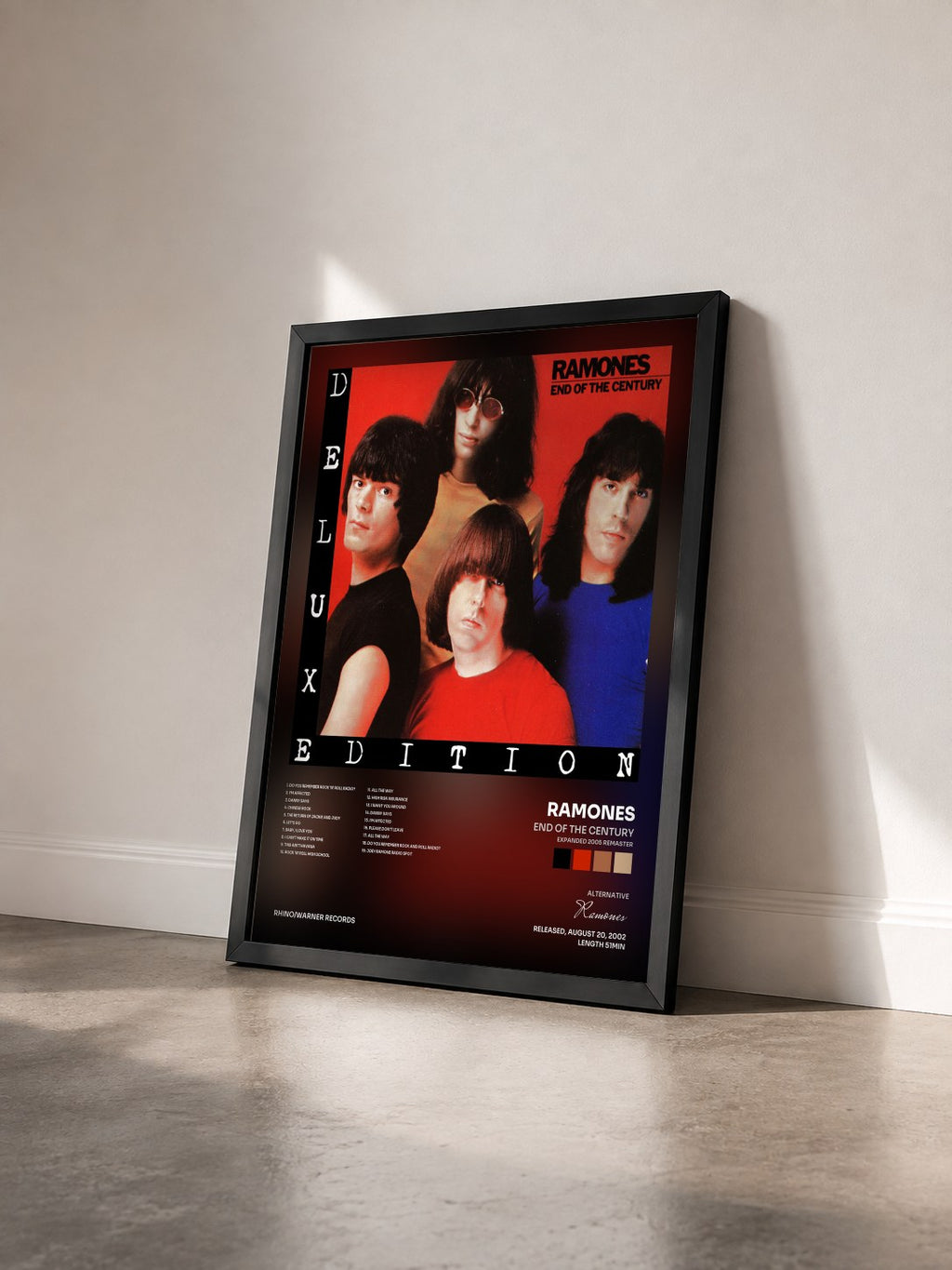 #noir End of the Century (Expanded 2005 Remaster) di Ramones in stampa incorniciata vista di tre quarti, cornice nera