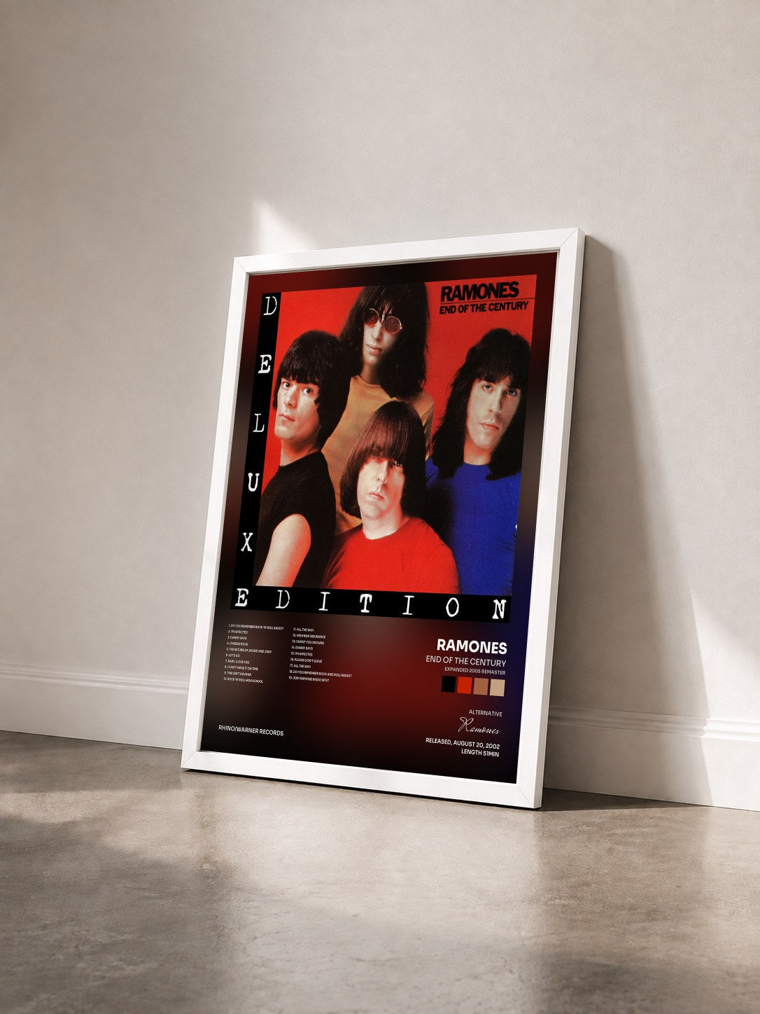 #blanc End of the Century (Expanded 2005 Remaster) di Ramones in stampa incorniciata vista di tre quarti, cornice bianca